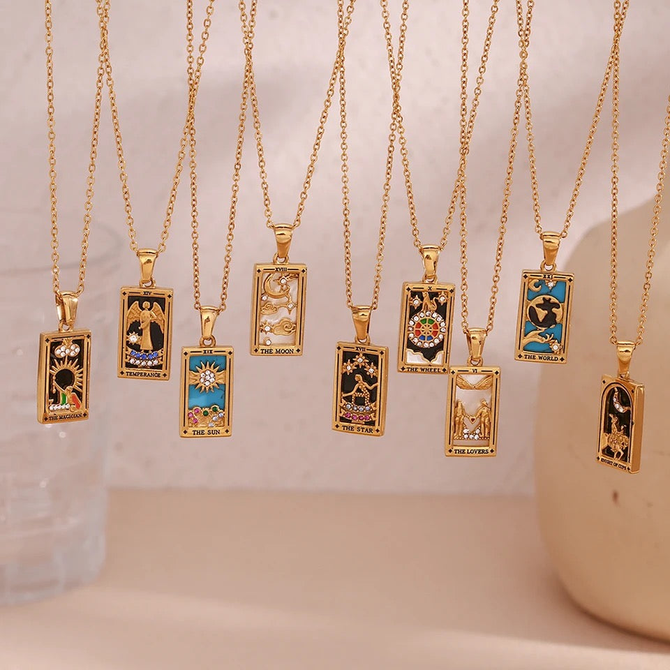 18k Gold Plated Dainty Tarot Card Necklace | Silver / Gold Jewelry