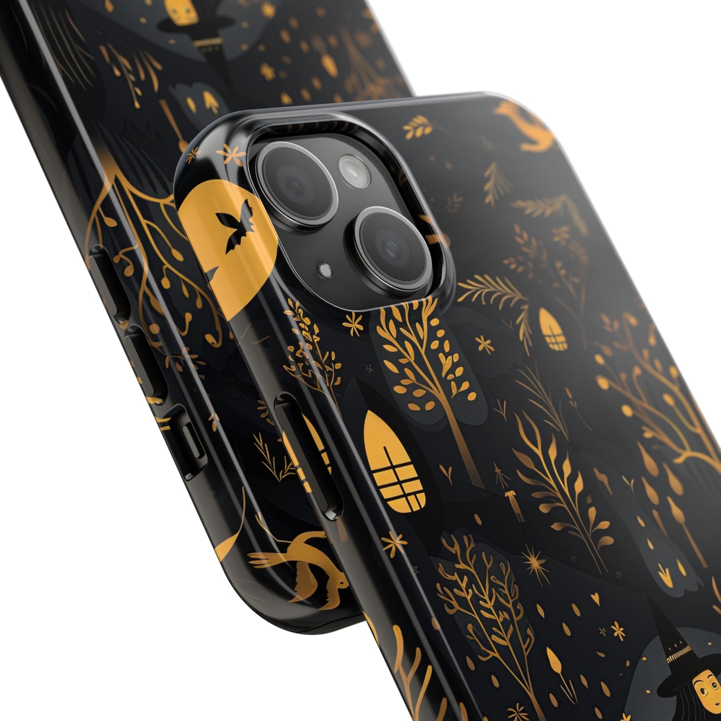 Dark Forest Witch Tough iPhone Cases | Baba Yaga in Creepy, Eerie Woods with a Broom | Impact-resistant, Shock-Absorbant | Premium Design