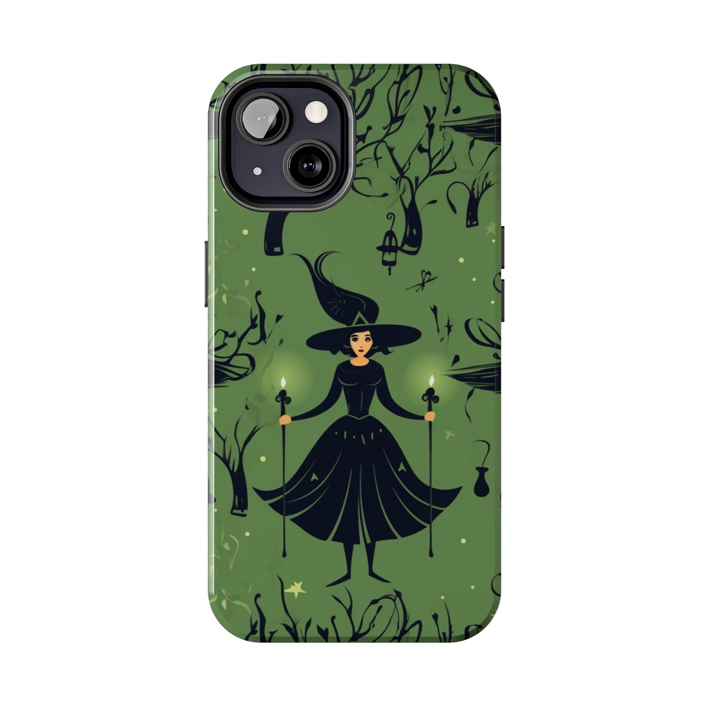 Dark Forest Witch Tough iPhone Cases | Green Witch Protective Phone Case | Impact-Resisant, Shock Absorbing | iPhone 15 All Models | Premium