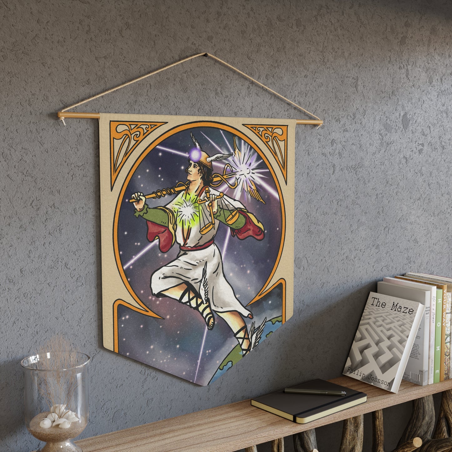'The Fool Becomes Enlightened' Tarot Card Hanging Wall Pennant | Greek God Hermes