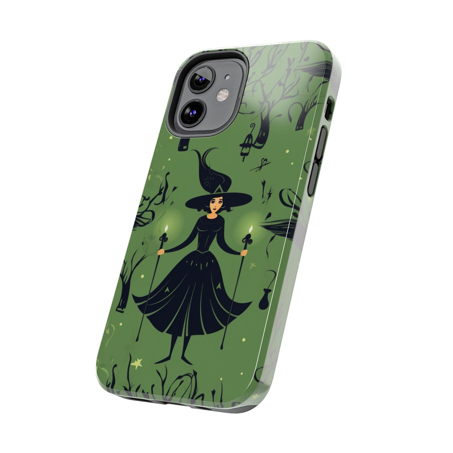 Dark Forest Witch Tough iPhone Cases | Green Witch Protective Phone Case | Impact-Resisant, Shock Absorbing | iPhone 15 All Models | Premium