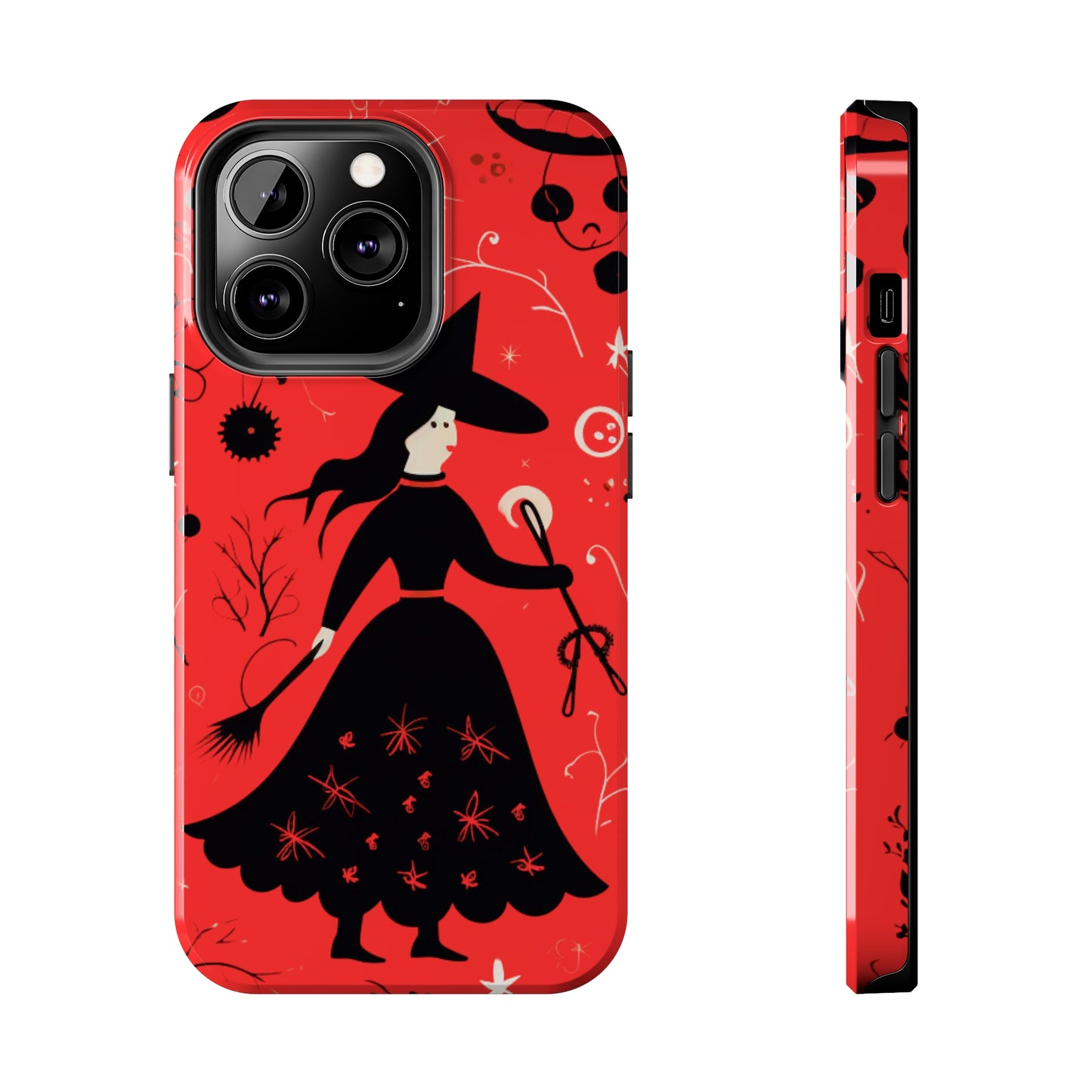 Red Dark Forest Witch Tough iPhone Cases | Abstract Witchy Protective Phone Case | Impact-Resistant, Anti-Shock | iPhone 15