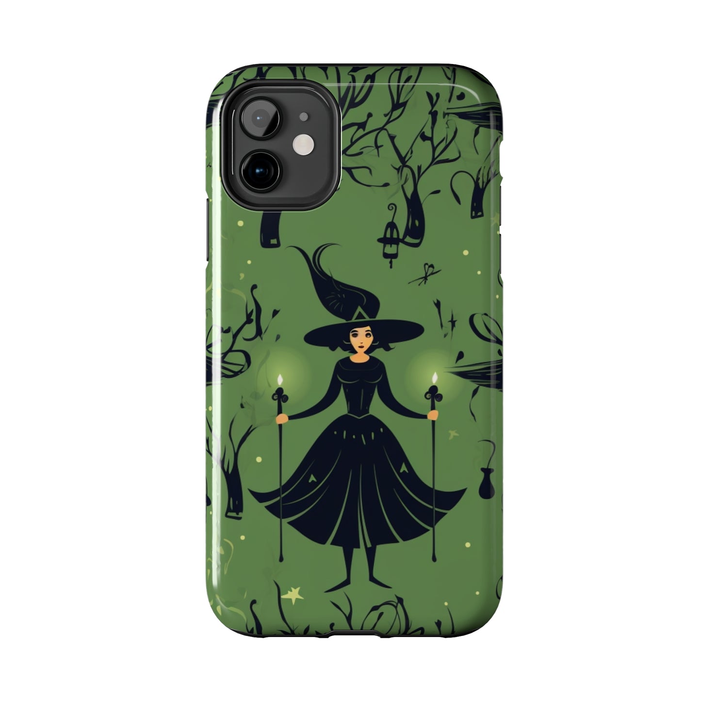 Dark Forest Witch Tough iPhone Cases | Green Witch Protective Phone Case | Impact-Resisant, Shock Absorbing | iPhone 15 All Models | Premium