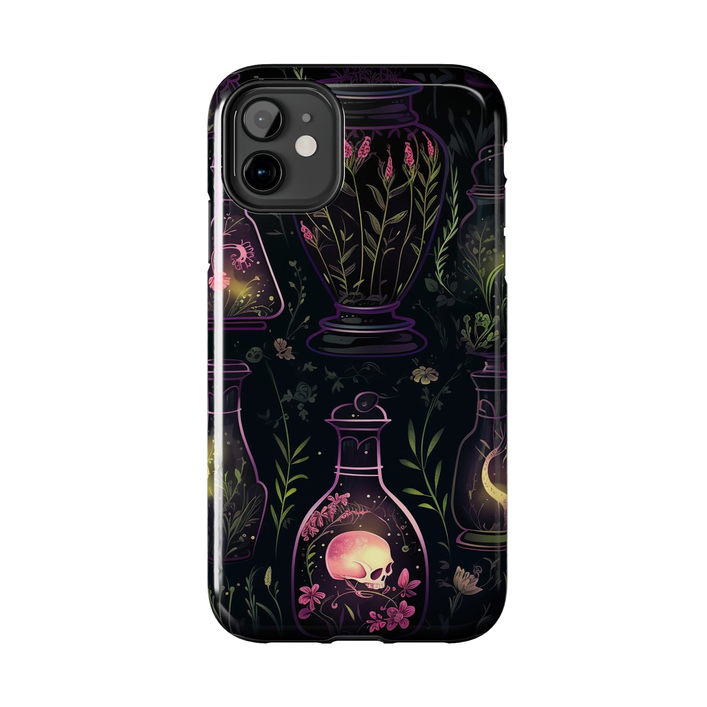 Dark Forest Skull Tough iPhone Cases | Spooky and Eerie Tincture / Potion Design | Durable and Protective Phone Case | Impact-Resistant