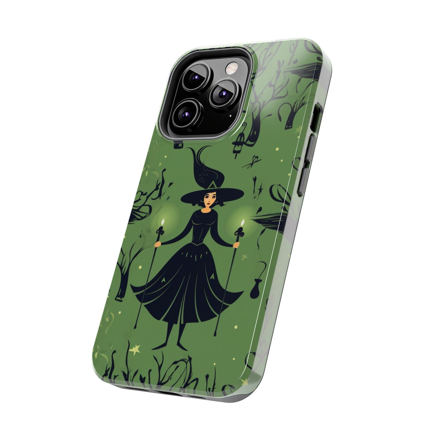 Dark Forest Witch Tough iPhone Cases | Green Witch Protective Phone Case | Impact-Resisant, Shock Absorbing | iPhone 15 All Models | Premium
