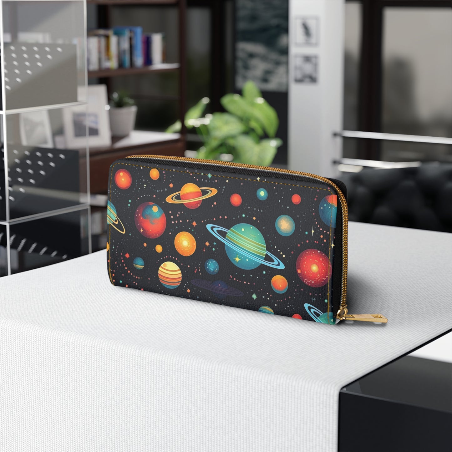 Celestial Saturn - Planets Zipper Wallet | Cosmic Themed Accessories