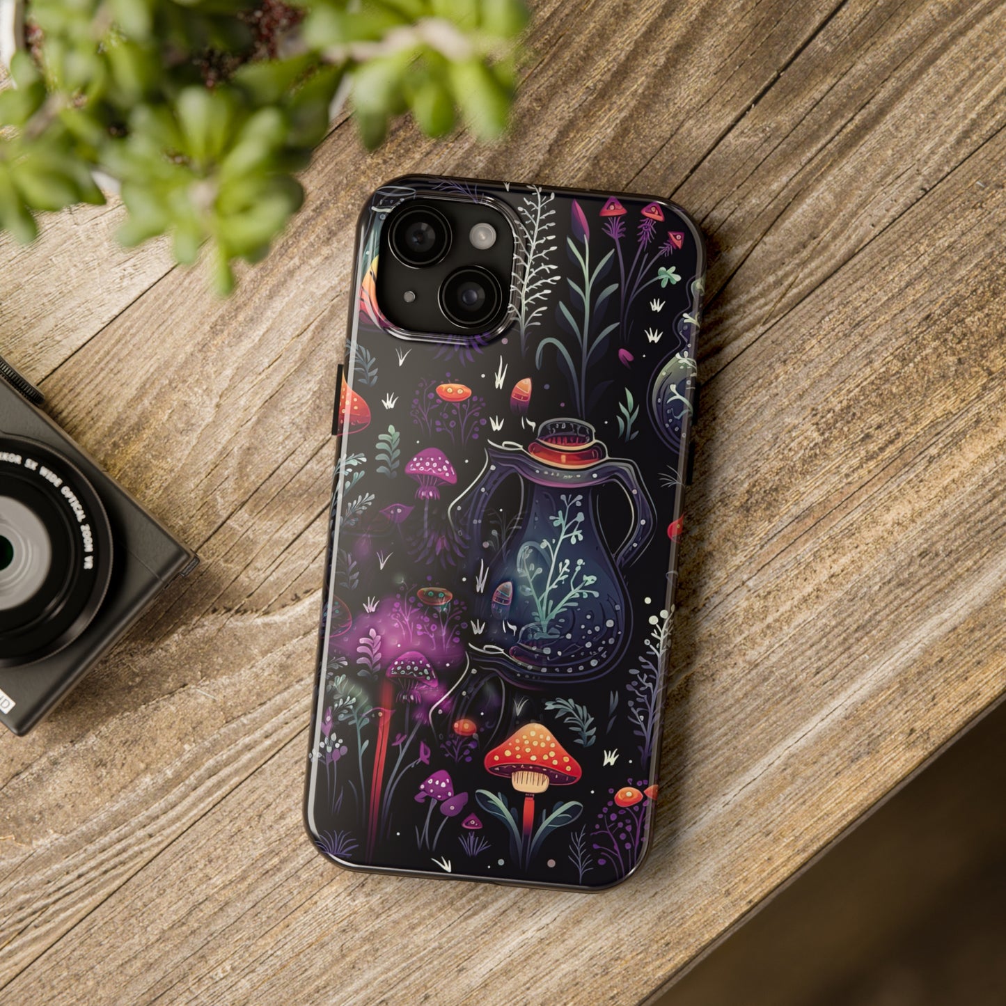 Fungi Mushroom Tough iPhone case | Witchy Dark Forest Aesthetic | Purple Foliage