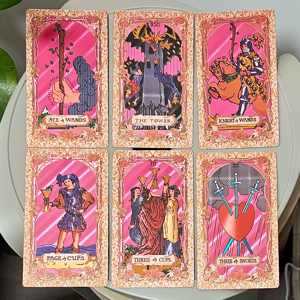 Witch's Pink Rose Crystal Tarot | 2026 Premium Rider-Waite-Smith Tarot Card Deck