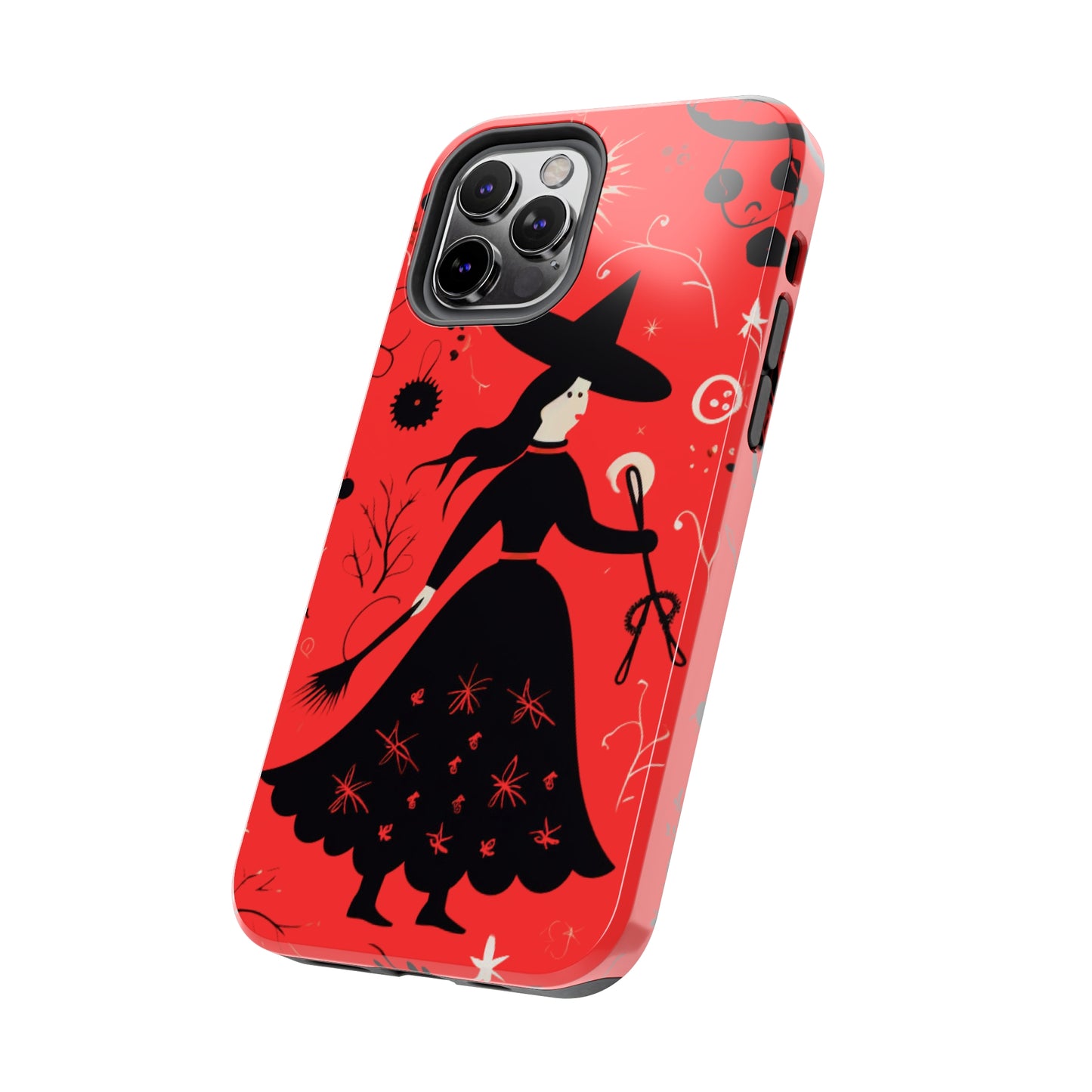 Red Dark Forest Witch Tough iPhone Cases | Abstract Witchy Protective Phone Case | Impact-Resistant, Anti-Shock | iPhone 15