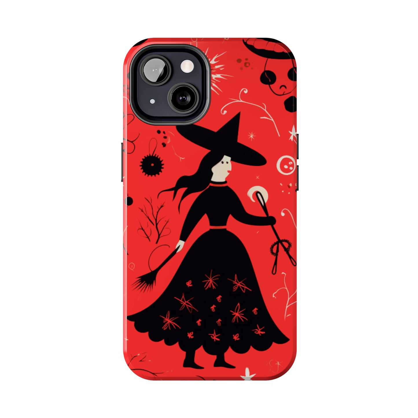 Red Dark Forest Witch Tough iPhone Cases | Abstract Witchy Protective Phone Case | Impact-Resistant, Anti-Shock | iPhone 15