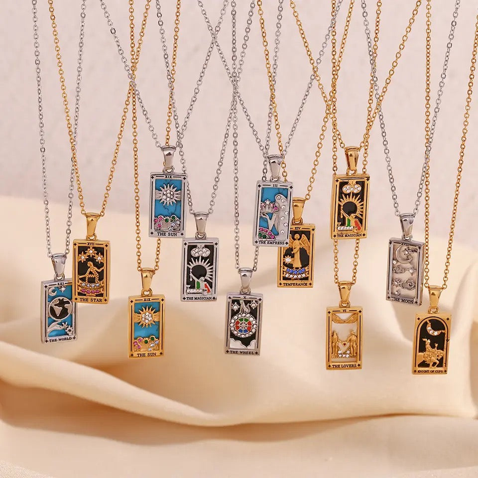 18k Gold Plated Dainty Tarot Card Necklace | Silver / Gold Jewelry