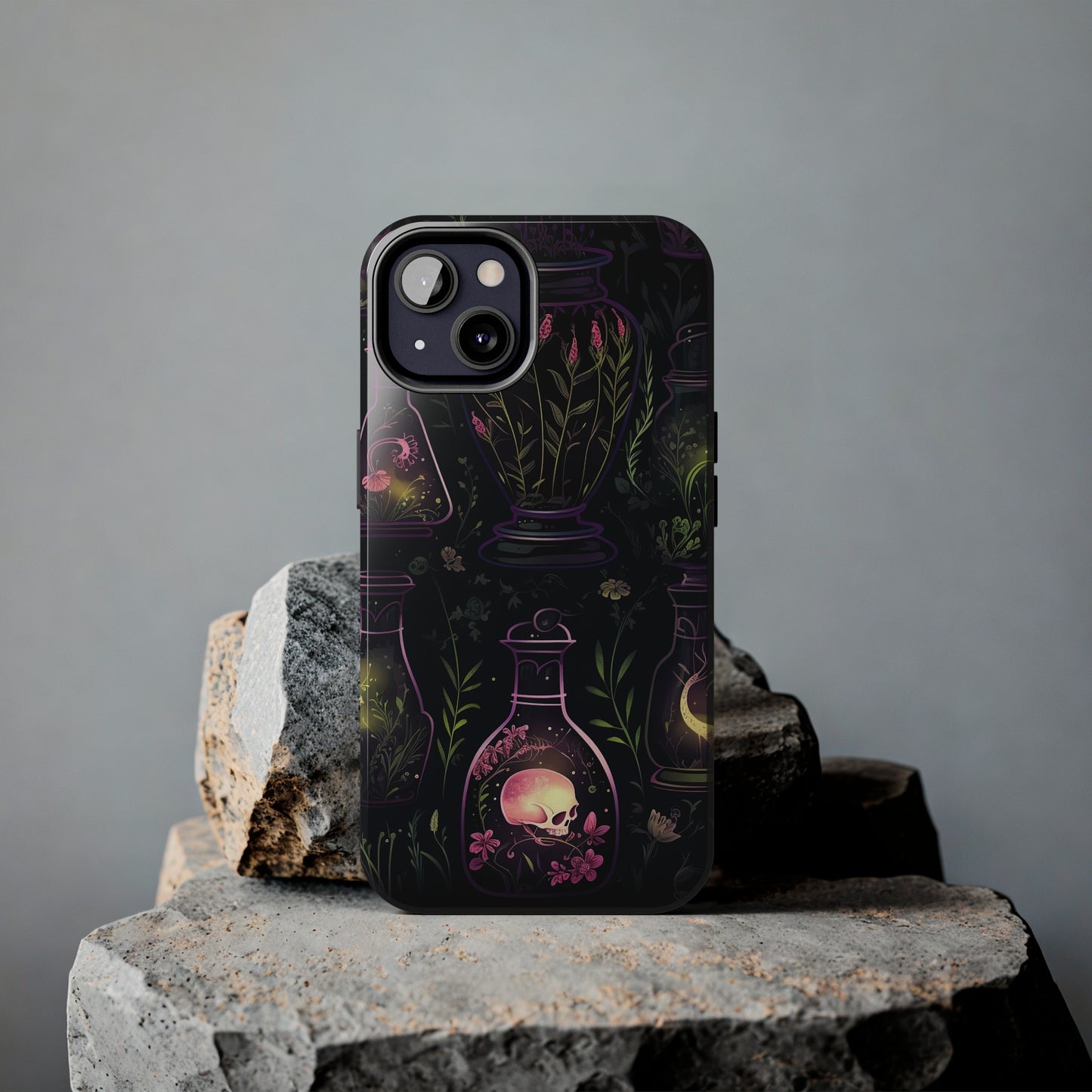 Dark Forest Skull Tough iPhone Cases | Spooky and Eerie Tincture / Potion Design | Durable and Protective Phone Case | Impact-Resistant