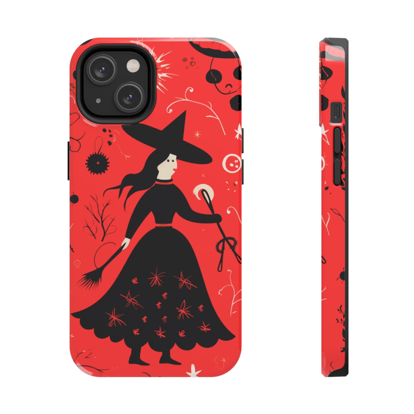 Red Dark Forest Witch Tough iPhone Cases | Abstract Witchy Protective Phone Case | Impact-Resistant, Anti-Shock | iPhone 15
