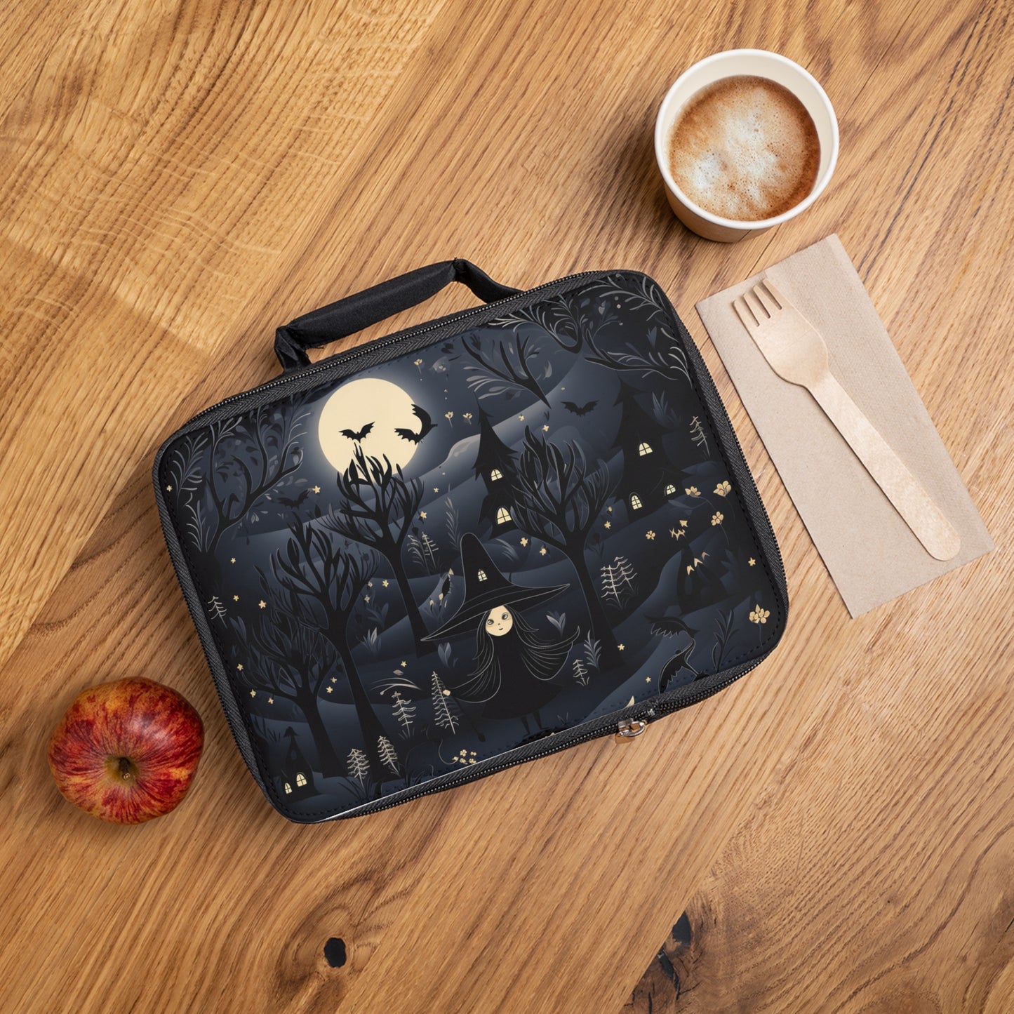 Witchy Themed Lunch Bag | Full Moon, Bats in the Dark Forest