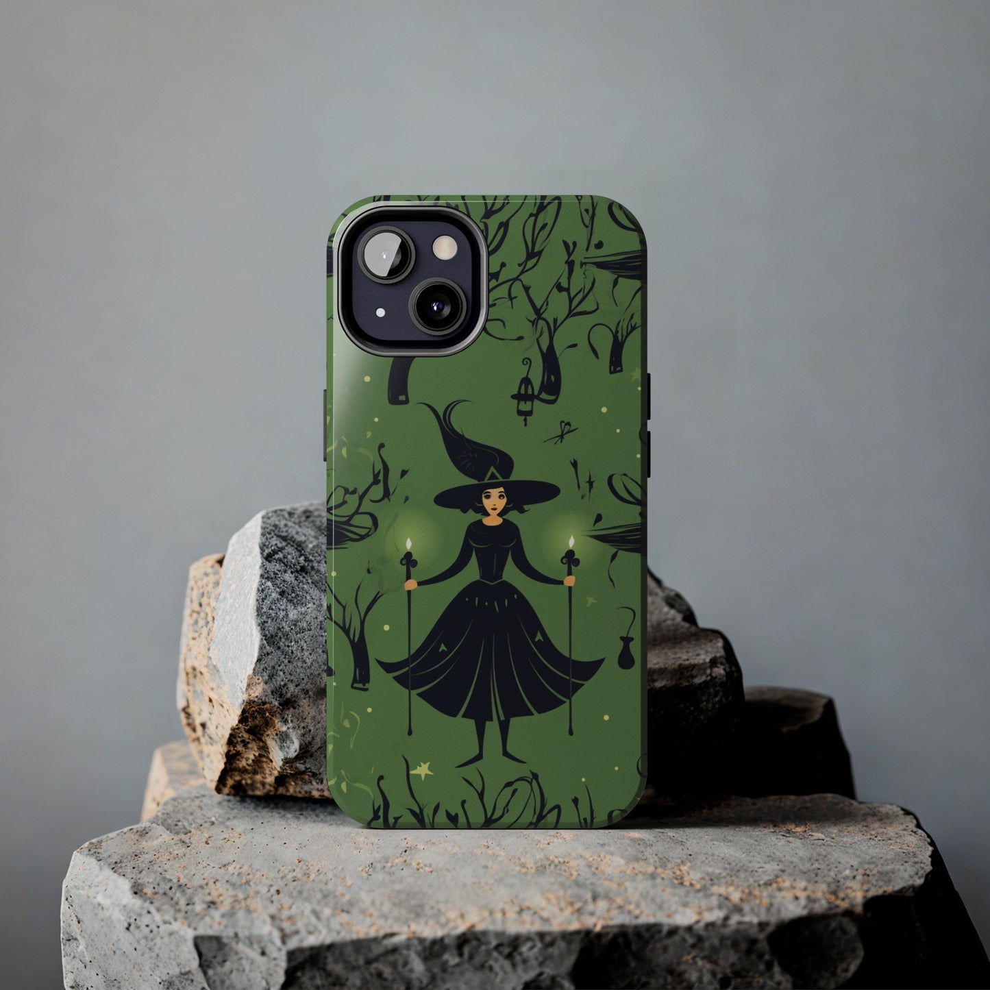 Dark Forest Witch Tough iPhone Cases | Green Witch Protective Phone Case | Impact-Resisant, Shock Absorbing | iPhone 15 All Models | Premium