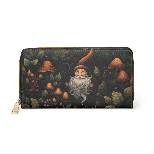 Gnome Dark Forest Zipper Wallet | Old Man Gnome Premium Wallet Design