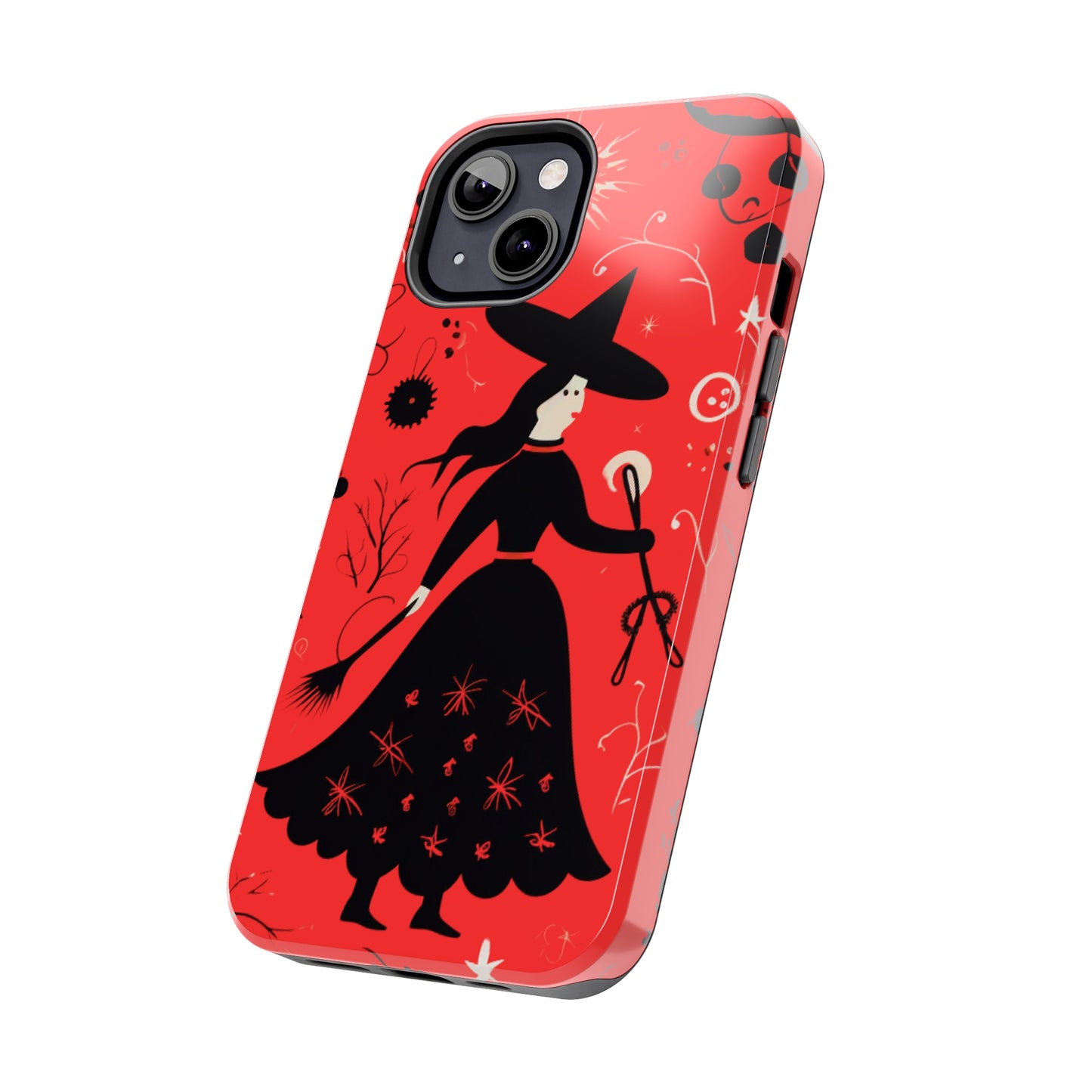 Red Dark Forest Witch Tough iPhone Cases | Abstract Witchy Protective Phone Case | Impact-Resistant, Anti-Shock | iPhone 15