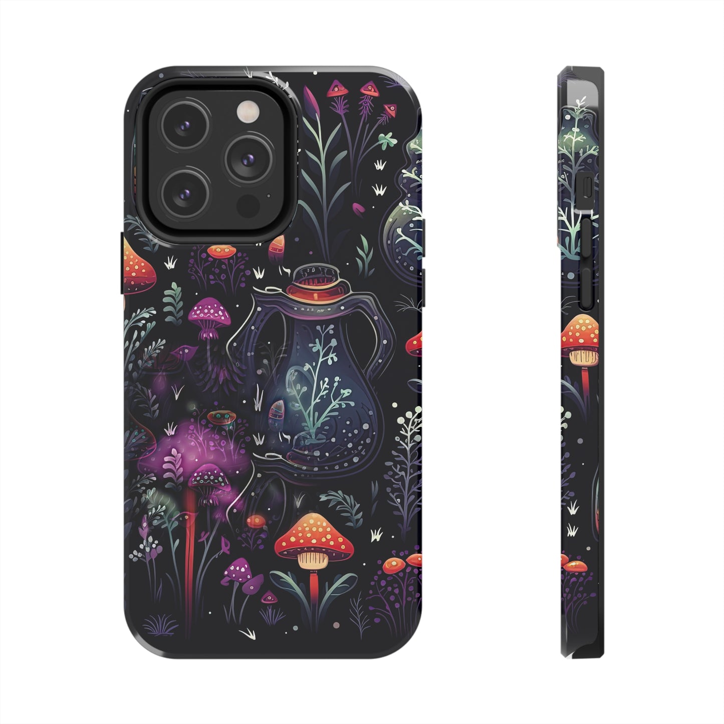 Fungi Mushroom Tough iPhone case | Witchy Dark Forest Aesthetic | Purple Foliage
