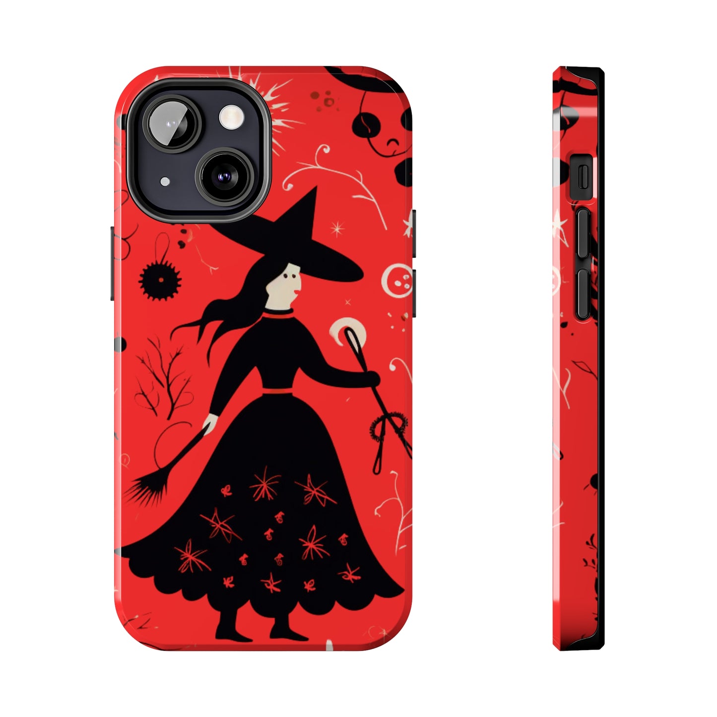 Red Dark Forest Witch Tough iPhone Cases | Abstract Witchy Protective Phone Case | Impact-Resistant, Anti-Shock | iPhone 15
