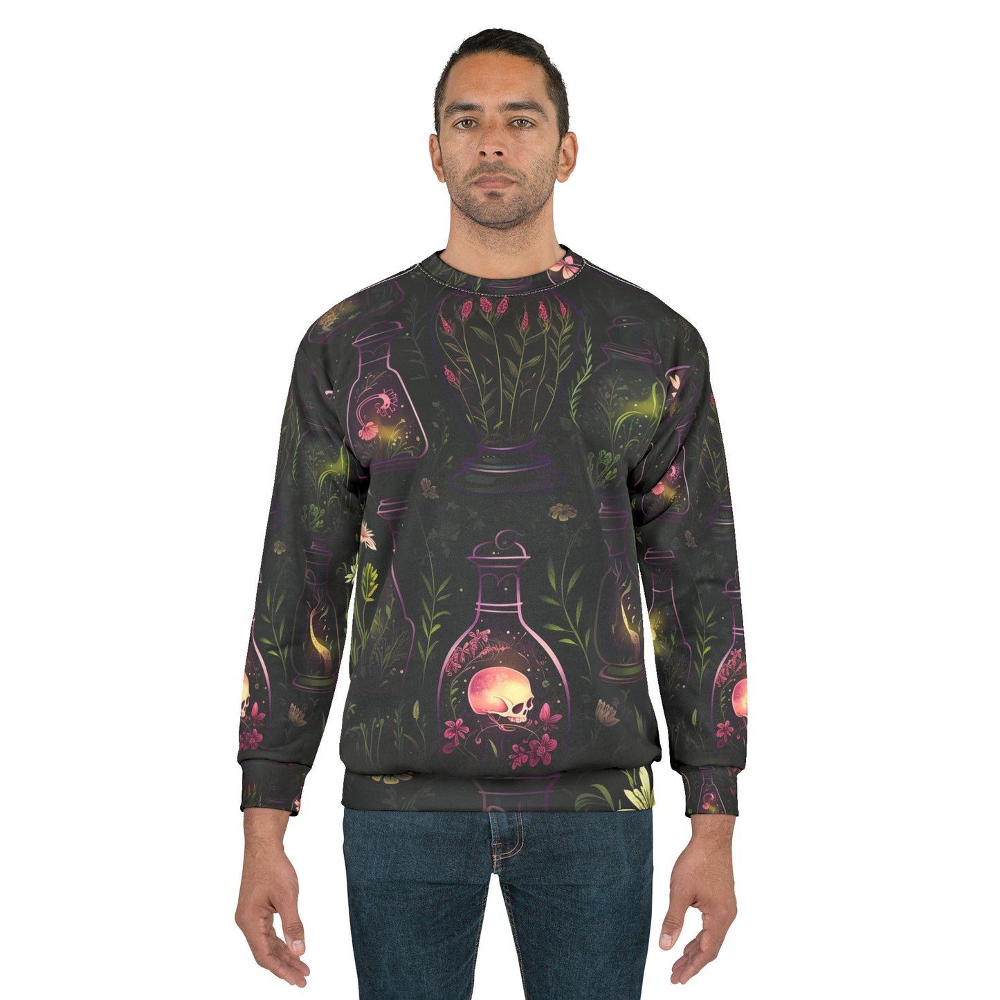Skull Dark Forest Unisex Sweatshirt | All Gender Witchy Tinctures & Potions