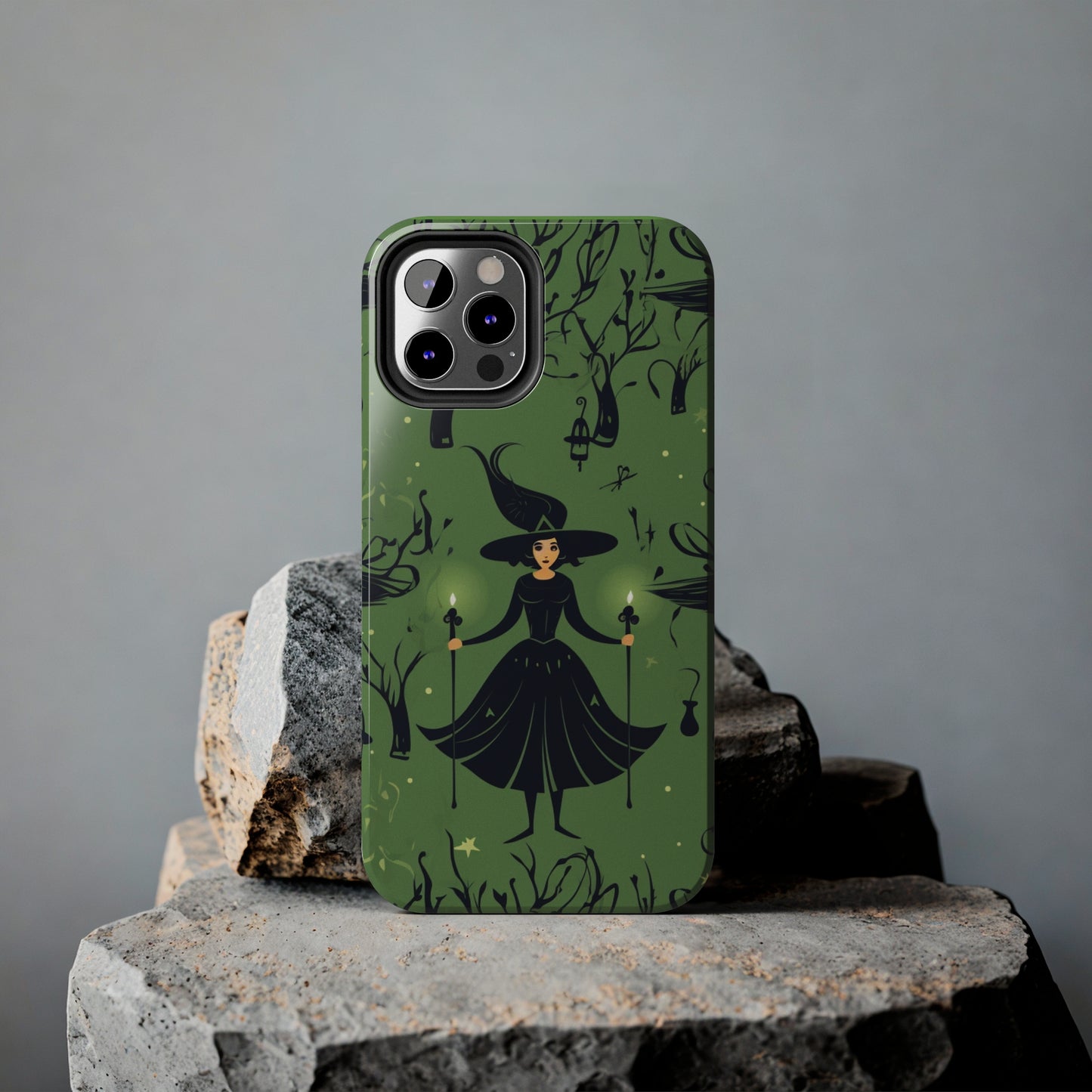Dark Forest Witch Tough iPhone Cases | Green Witch Protective Phone Case | Impact-Resisant, Shock Absorbing | iPhone 15 All Models | Premium