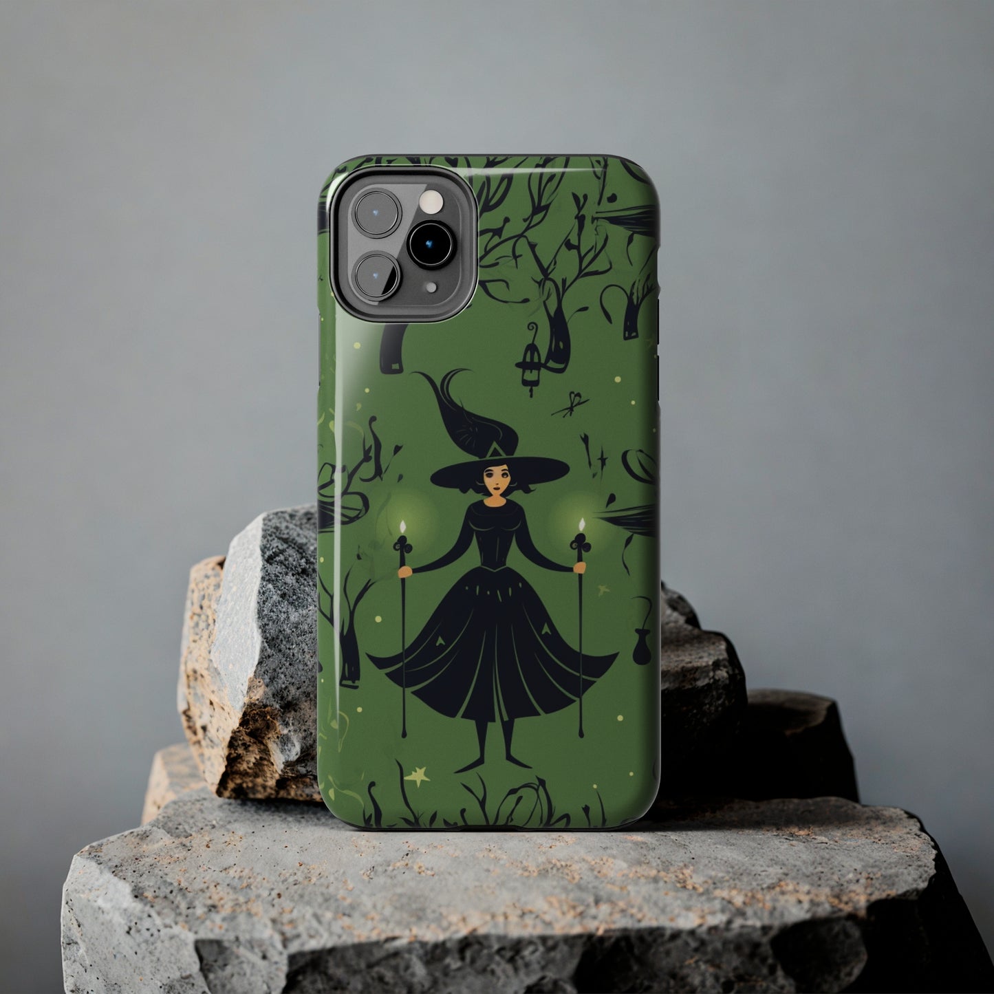 Dark Forest Witch Tough iPhone Cases | Green Witch Protective Phone Case | Impact-Resisant, Shock Absorbing | iPhone 15 All Models | Premium