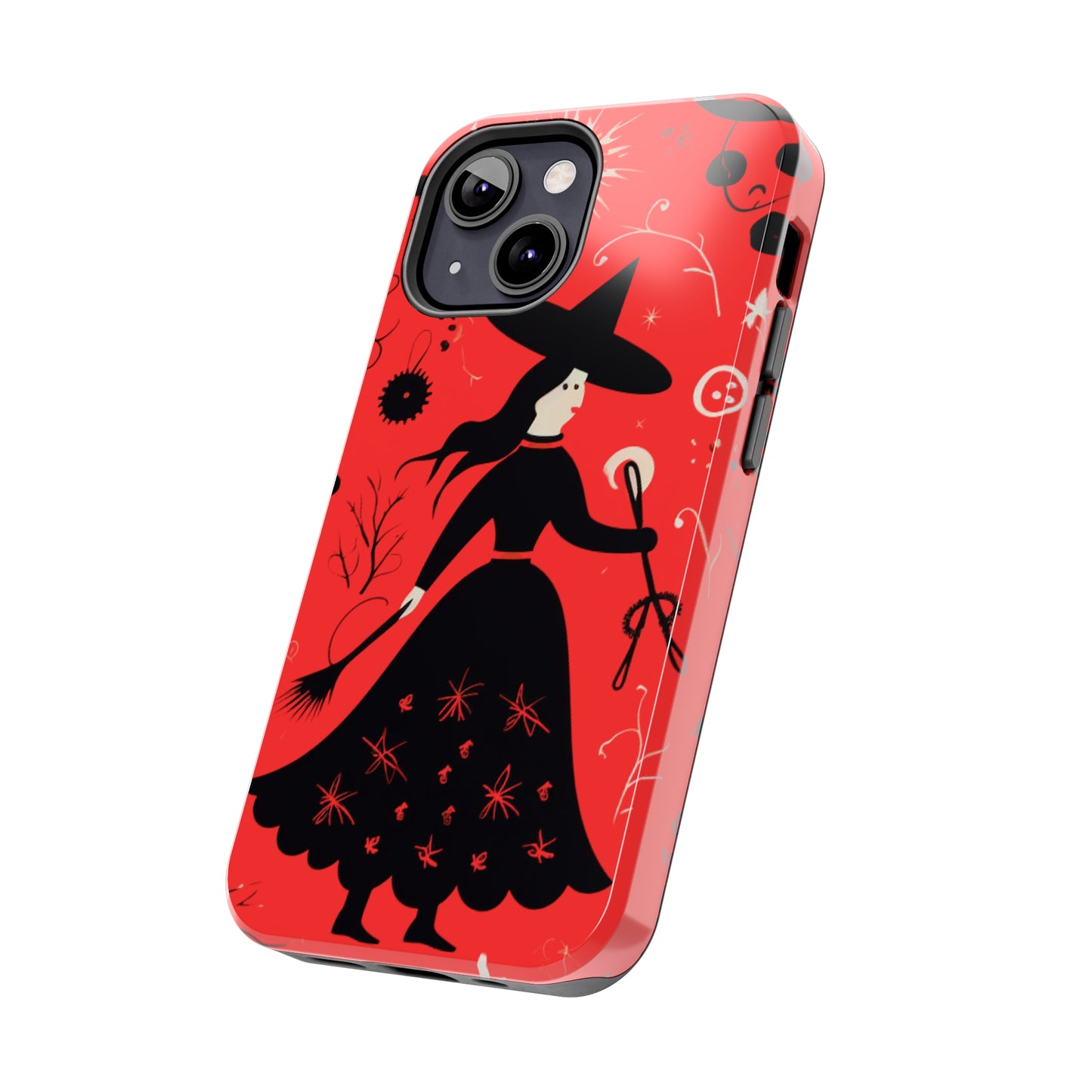 Red Dark Forest Witch Tough iPhone Cases | Abstract Witchy Protective Phone Case | Impact-Resistant, Anti-Shock | iPhone 15