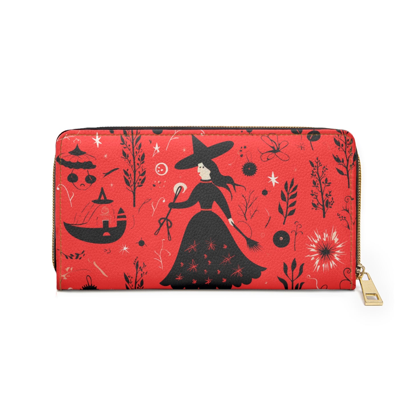 Dark Forest Red Zipper Wallet | Witchy Abstract Premium Design