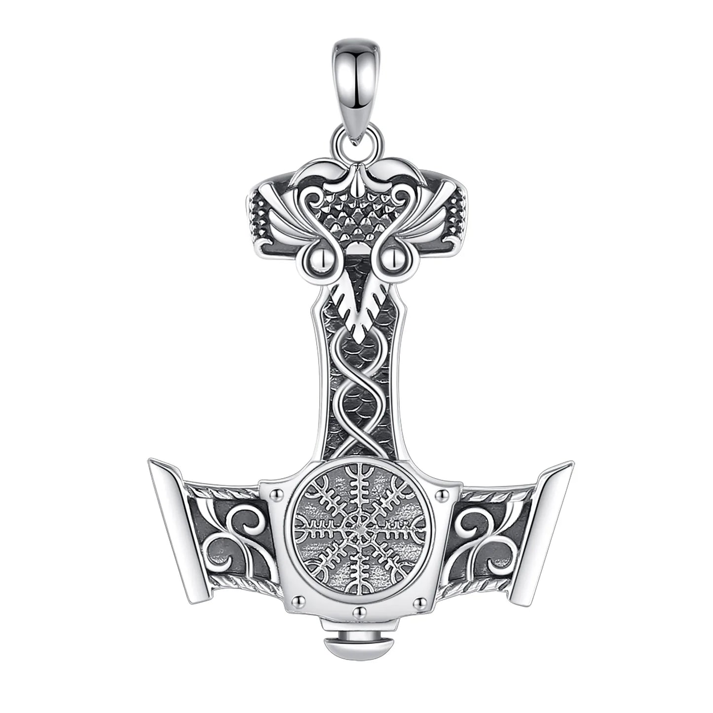 925 Sterling Silver Norse Viking Thor's Hammer Necklace and Pendant Amulet