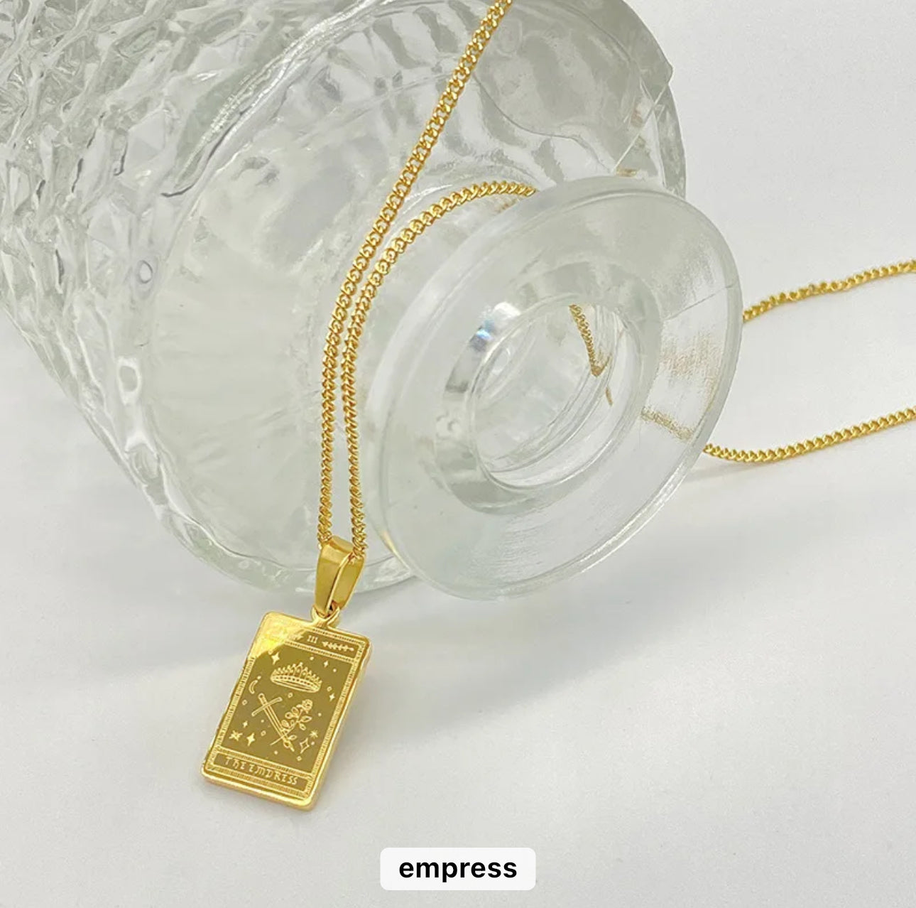 Engraved Tarot Card Necklace | 18K Gold Plated, 316L Stainless Steel