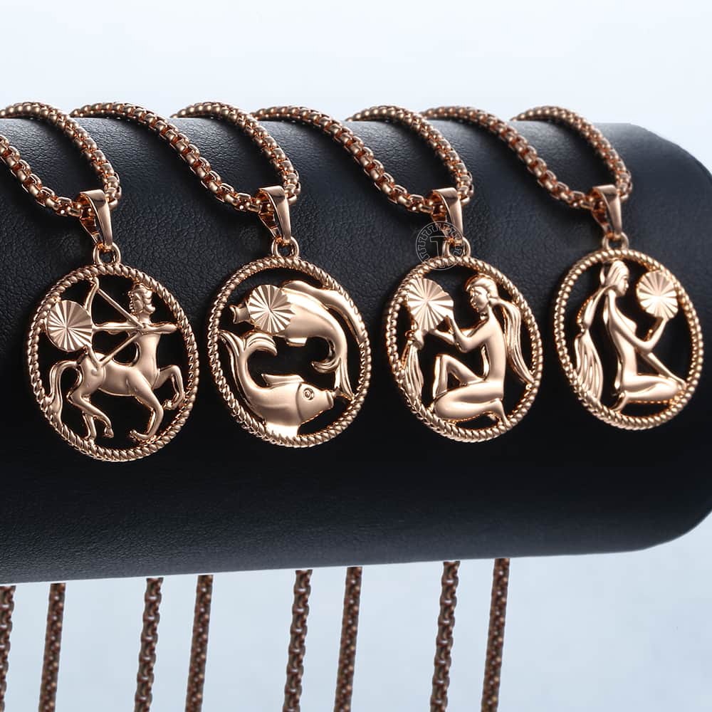 Astrological - Zodiac Horoscope Necklaces for Women and Men | Rose Gold