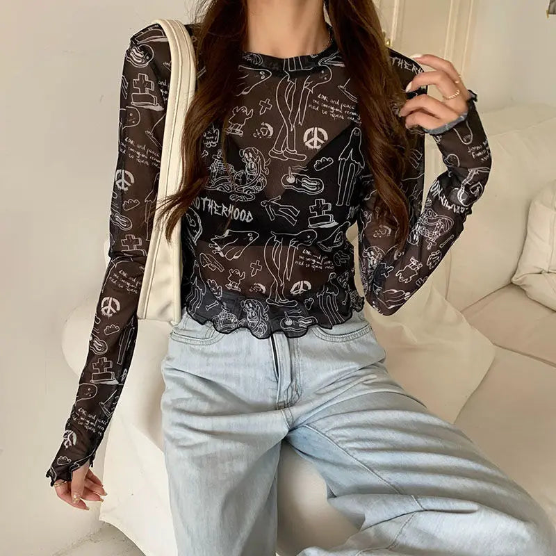 Spiritual Style Long Sleeve Shirt | Peace Symbol, New Age Streetwear