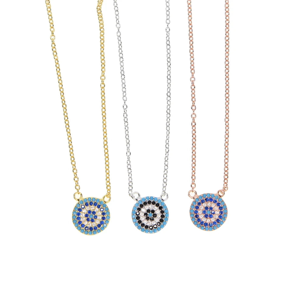 925 Sterling Silver Evil Eye Crystal Mosaic Necklace | Hamsa