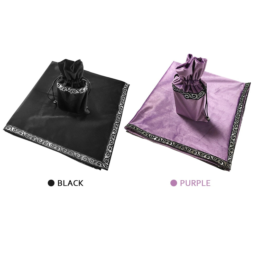 Velvet Tarot Card Divination Tablecloth - Altar Cloth Divination Mat and Matching Bag