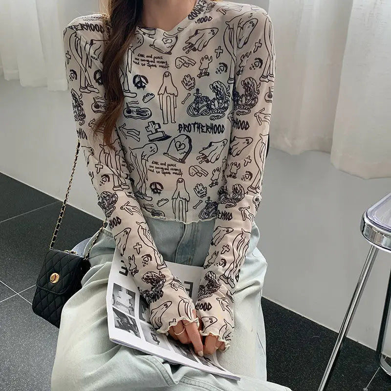 Spiritual Style Long Sleeve Shirt | Peace Symbol, New Age Streetwear