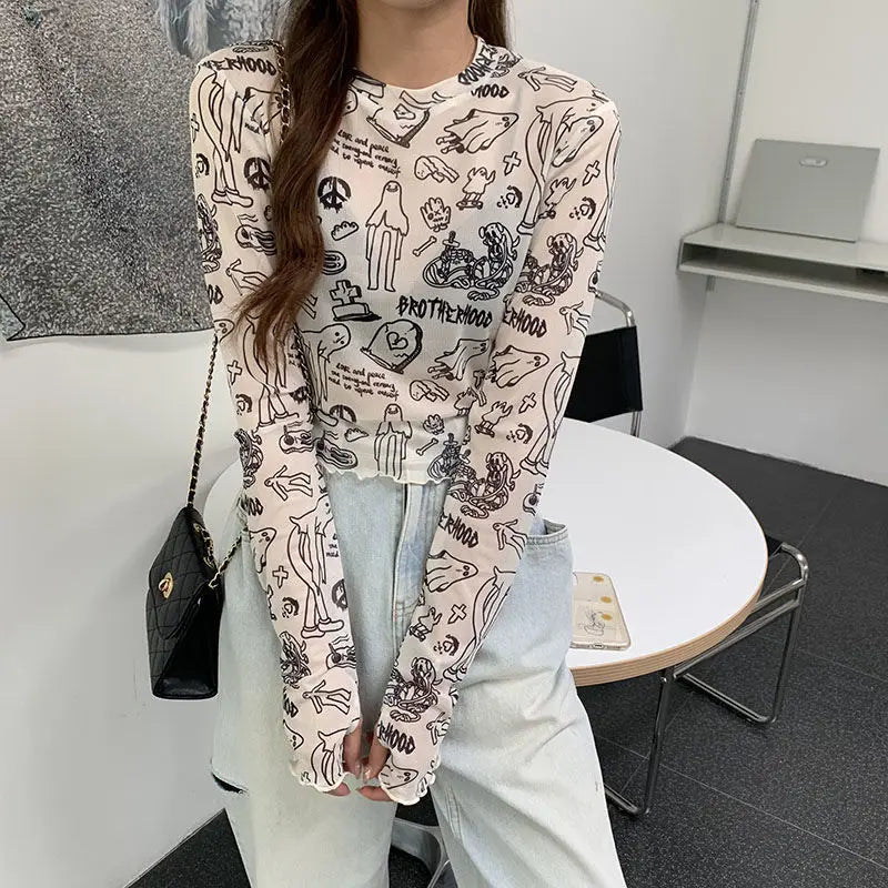 Spiritual Style Long Sleeve Shirt | Peace Symbol, New Age Streetwear