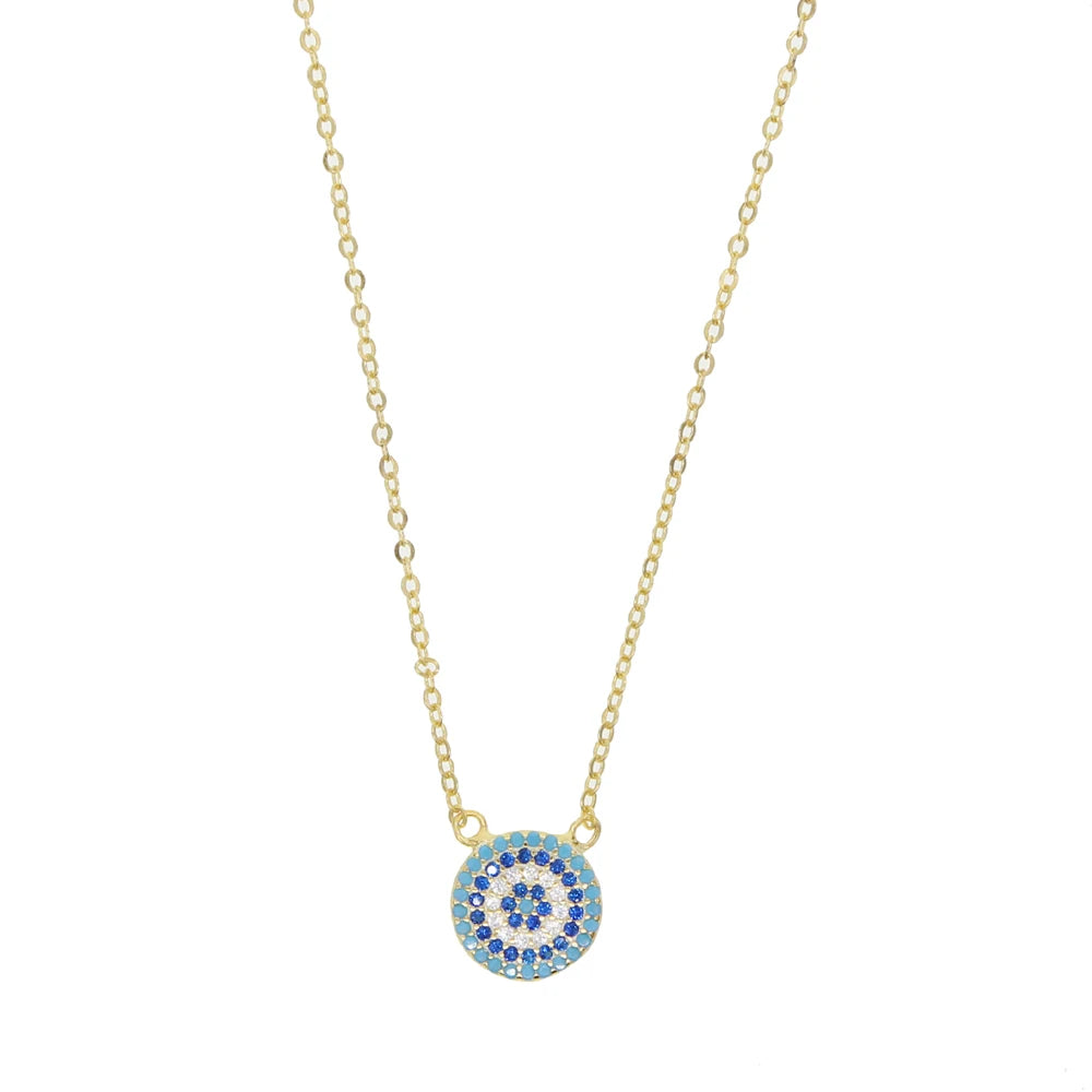 925 Sterling Silver Evil Eye Crystal Mosaic Necklace | Hamsa
