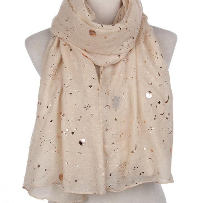 Celestial Gold Star - Moon Scarf | Cosmic, Astrology Fashion