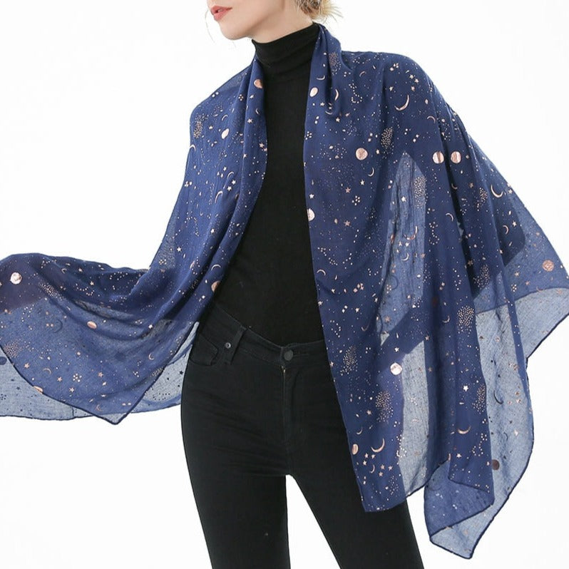 Celestial Gold Star - Moon Scarf | Cosmic, Astrology Fashion