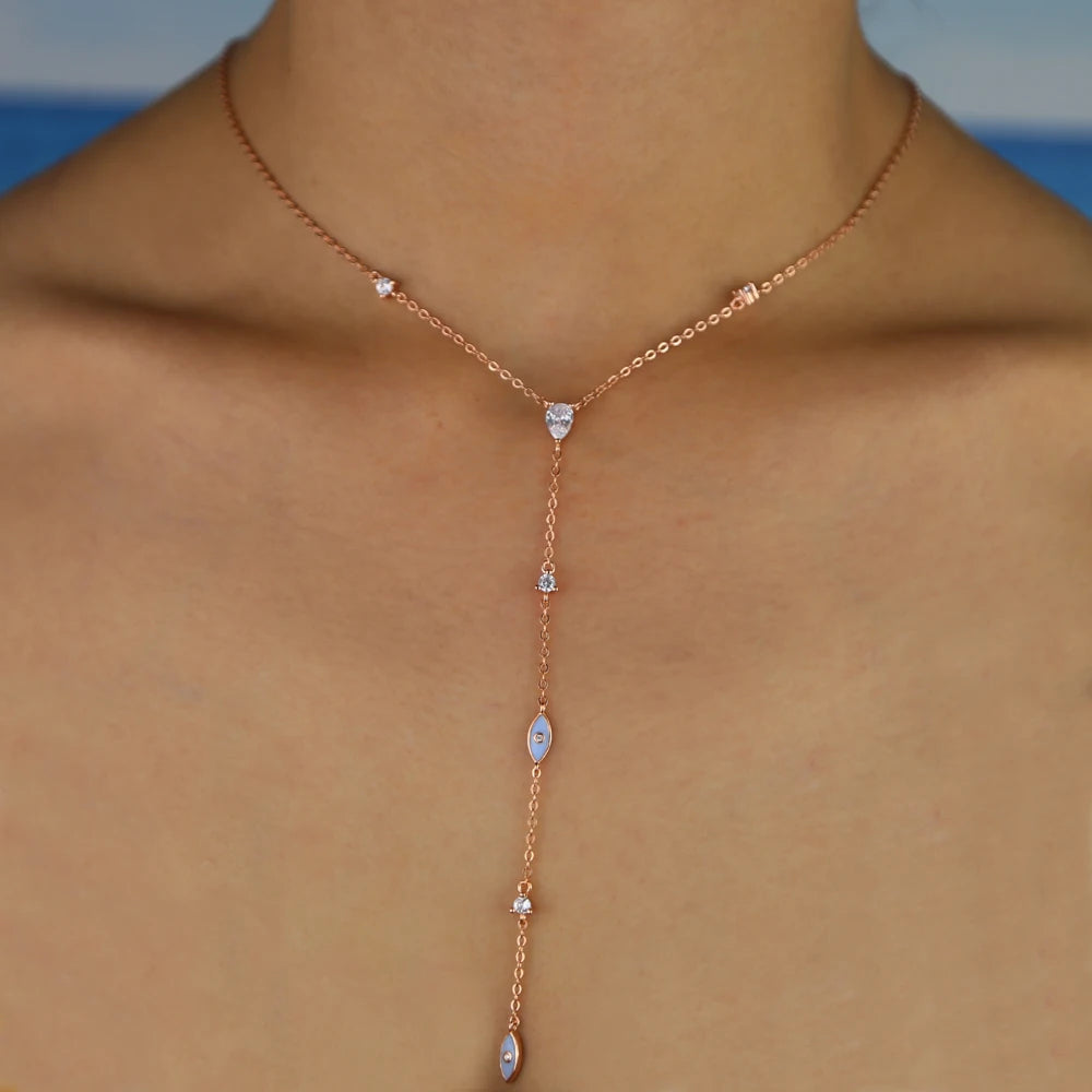 Evil Eye Enamel Necklace | Aesthetic Chain Pendant
