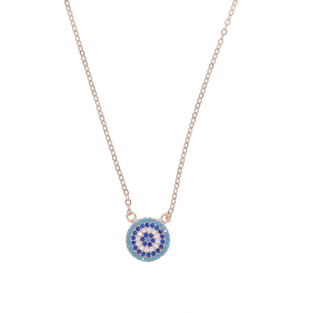 925 Sterling Silver Evil Eye Crystal Mosaic Necklace | Hamsa