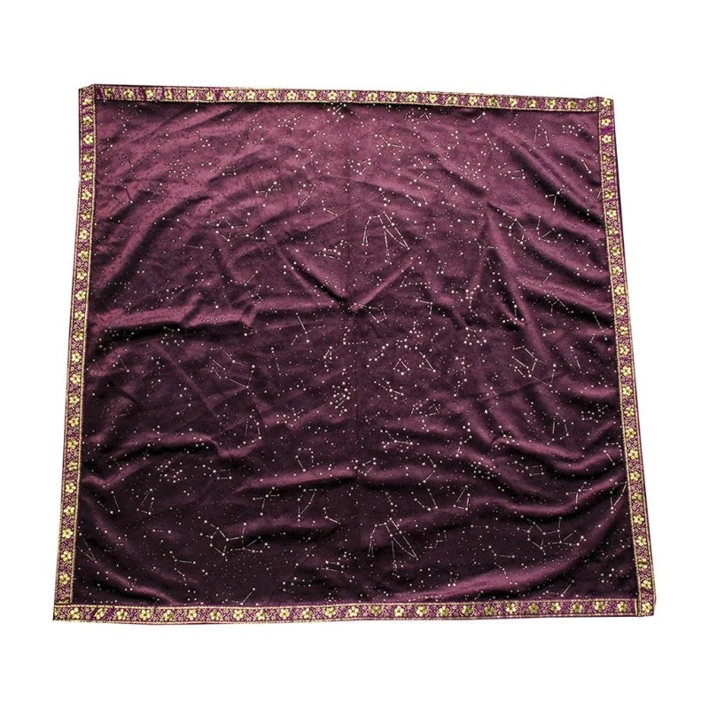 Velvet Purple Divination Tablecloth - Tarot Card Altar Cloth Mat and Pouch