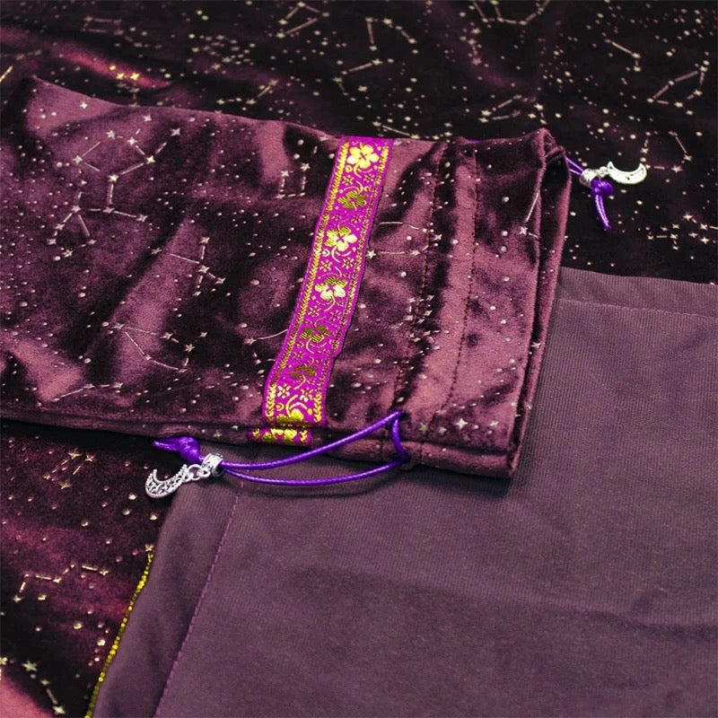 Velvet Purple Divination Tablecloth - Tarot Card Altar Cloth Mat and Pouch
