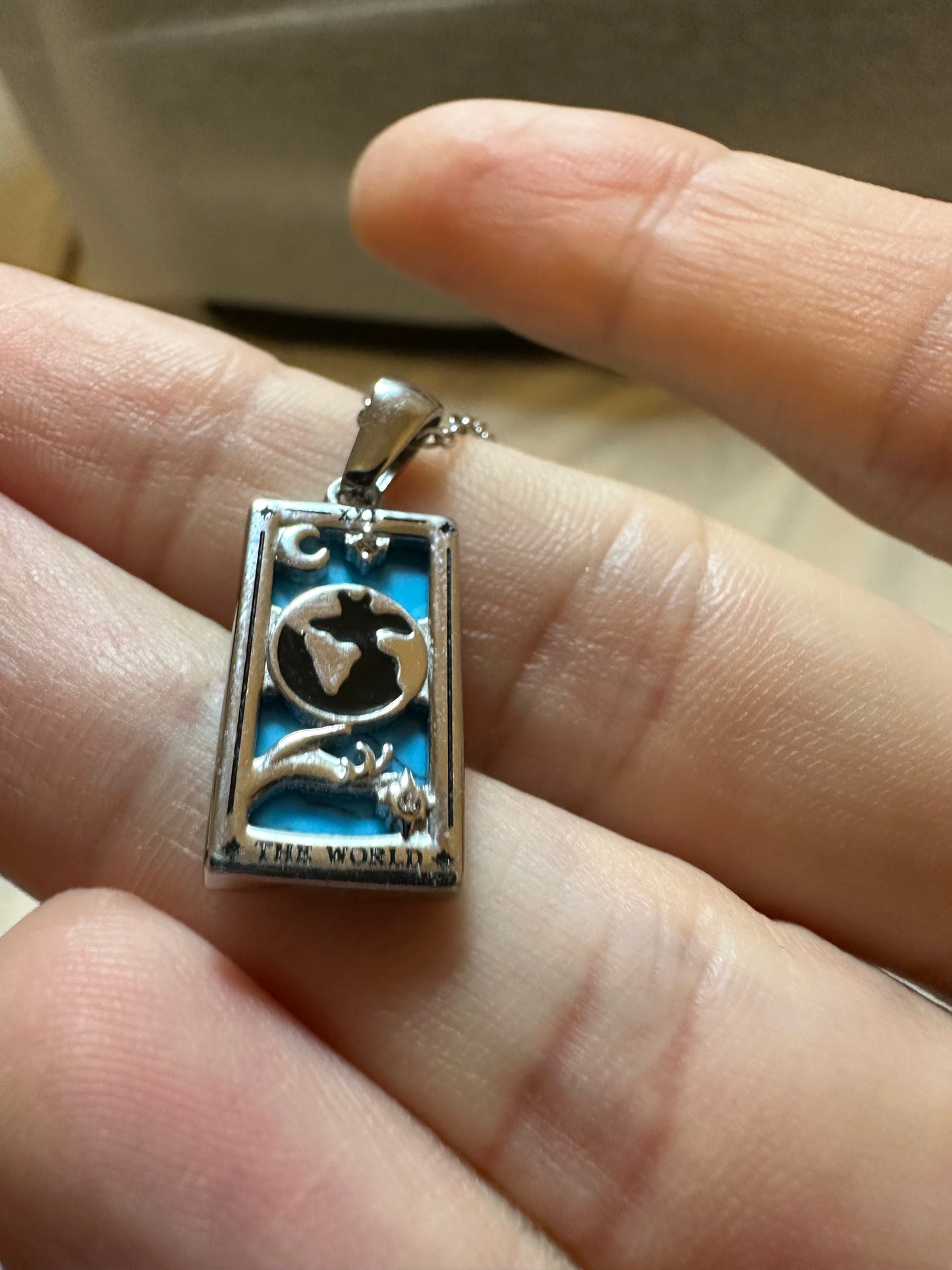 Dainty ‘The World’ Gold Tarot Card Necklace | 316L Stainless Steel | Divination, Witch Jewelry