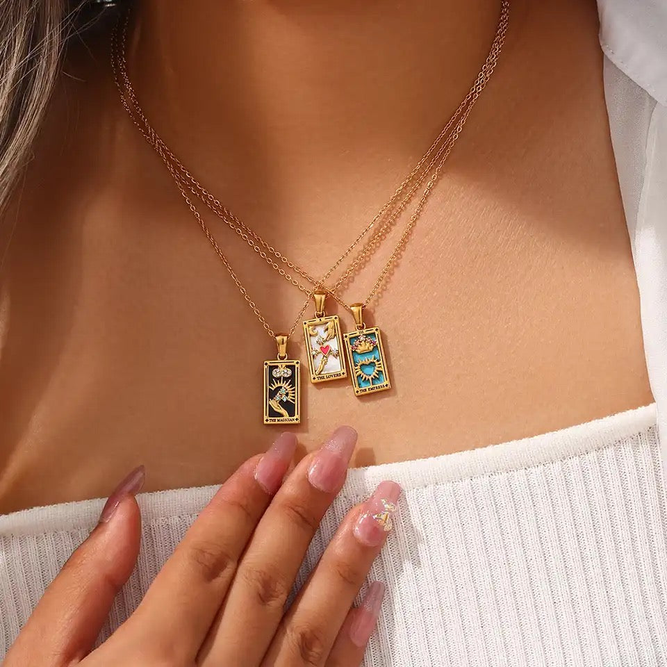 Dainty 'The World' Tarot Card Necklace | 18K Gold Plated