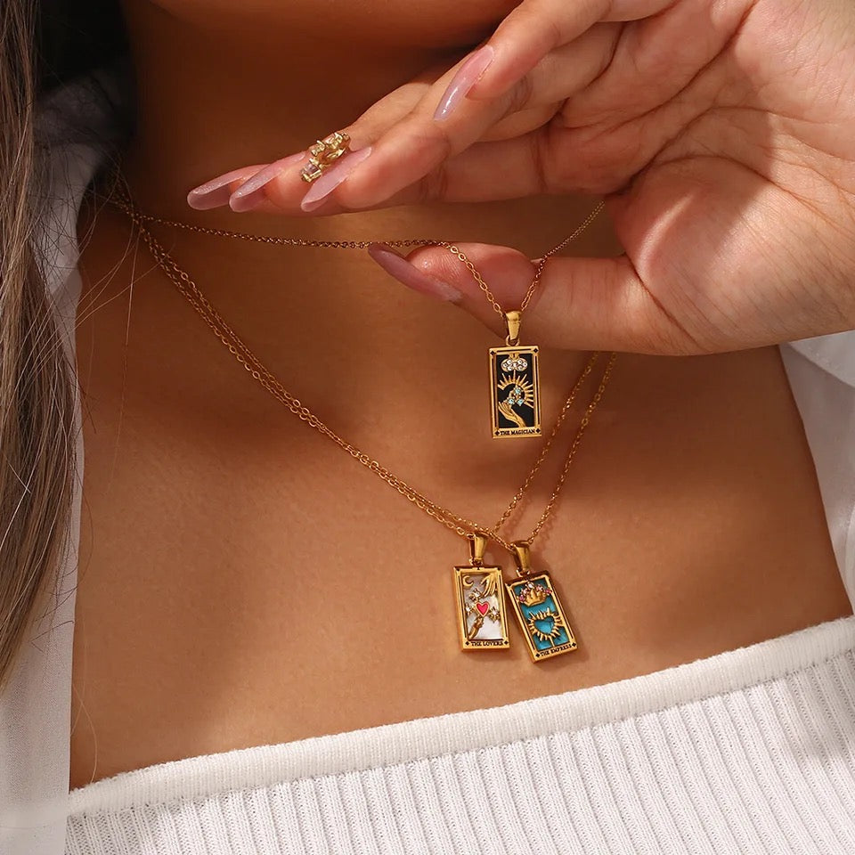 18k Gold Plated Dainty Tarot Card Necklace | Silver / Gold Jewelry
