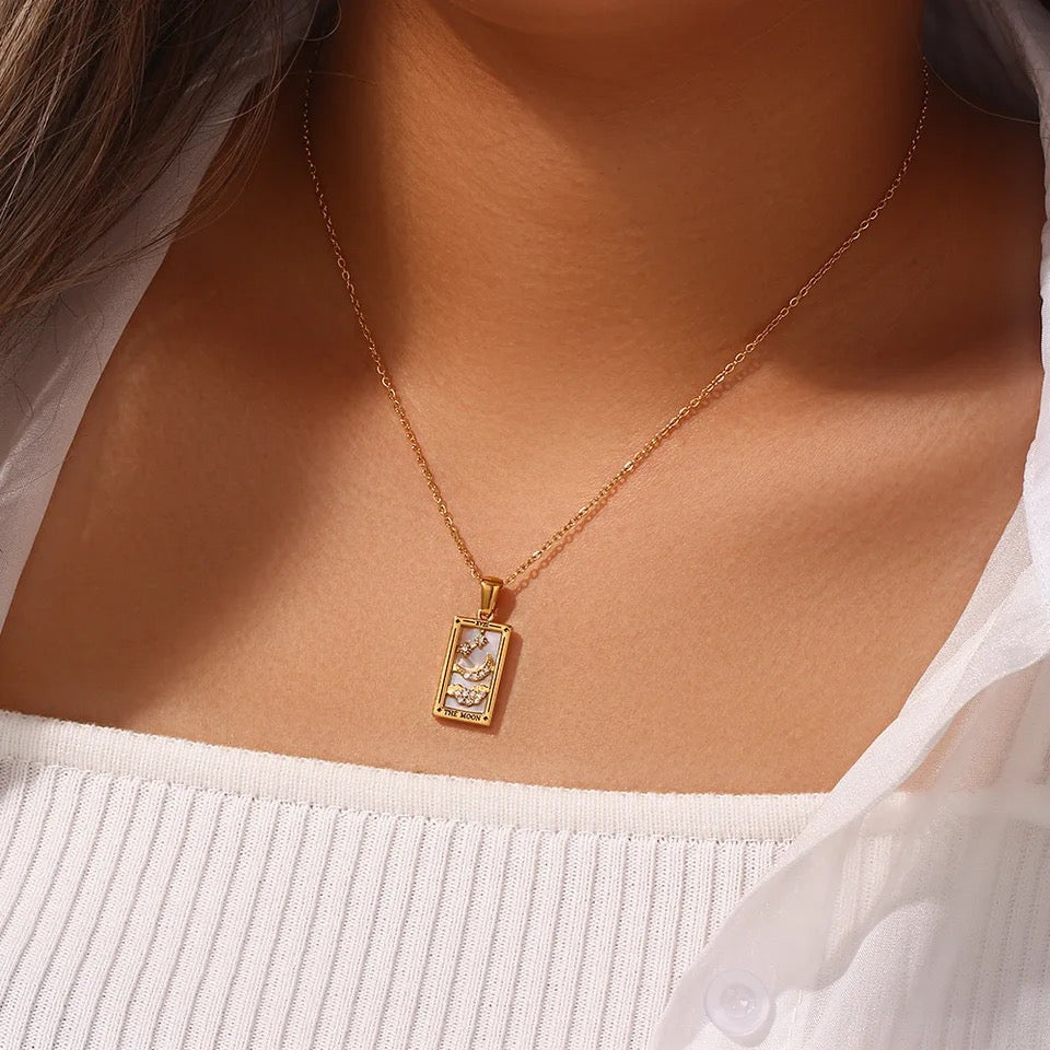 18k Gold Plated Dainty Tarot Card Necklace | Silver / Gold Jewelry