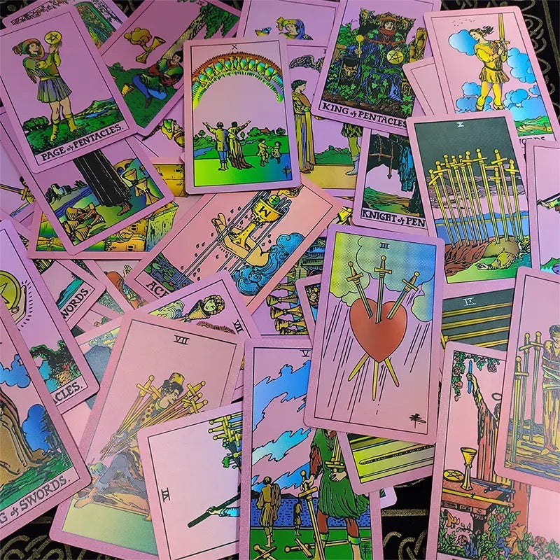 Astro-Sun Tarot Card Collection Gold & Neon Pink Foil, Rider-Waite-Smith