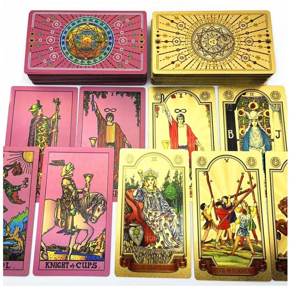 Astro-Sun Tarot Card Collection Gold & Neon Pink Foil, Rider-Waite-Smith