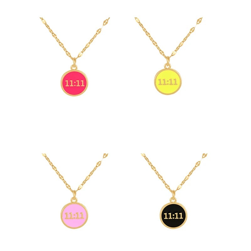 Gold Titanium Plated 11:11 Angel Number Necklace | Colorful Pendants